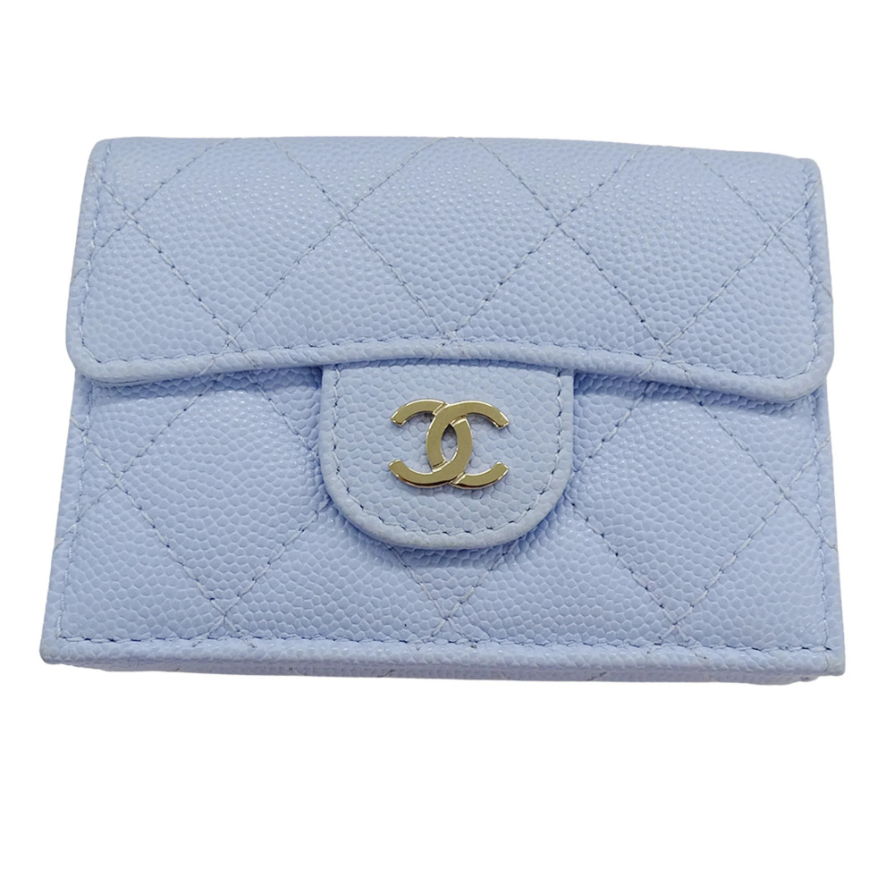CHANEL Blue Caviar Leather Wallet